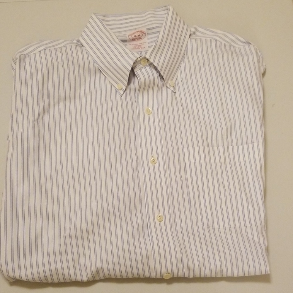 Brooks Brothers blue white striped shirt 16 34
